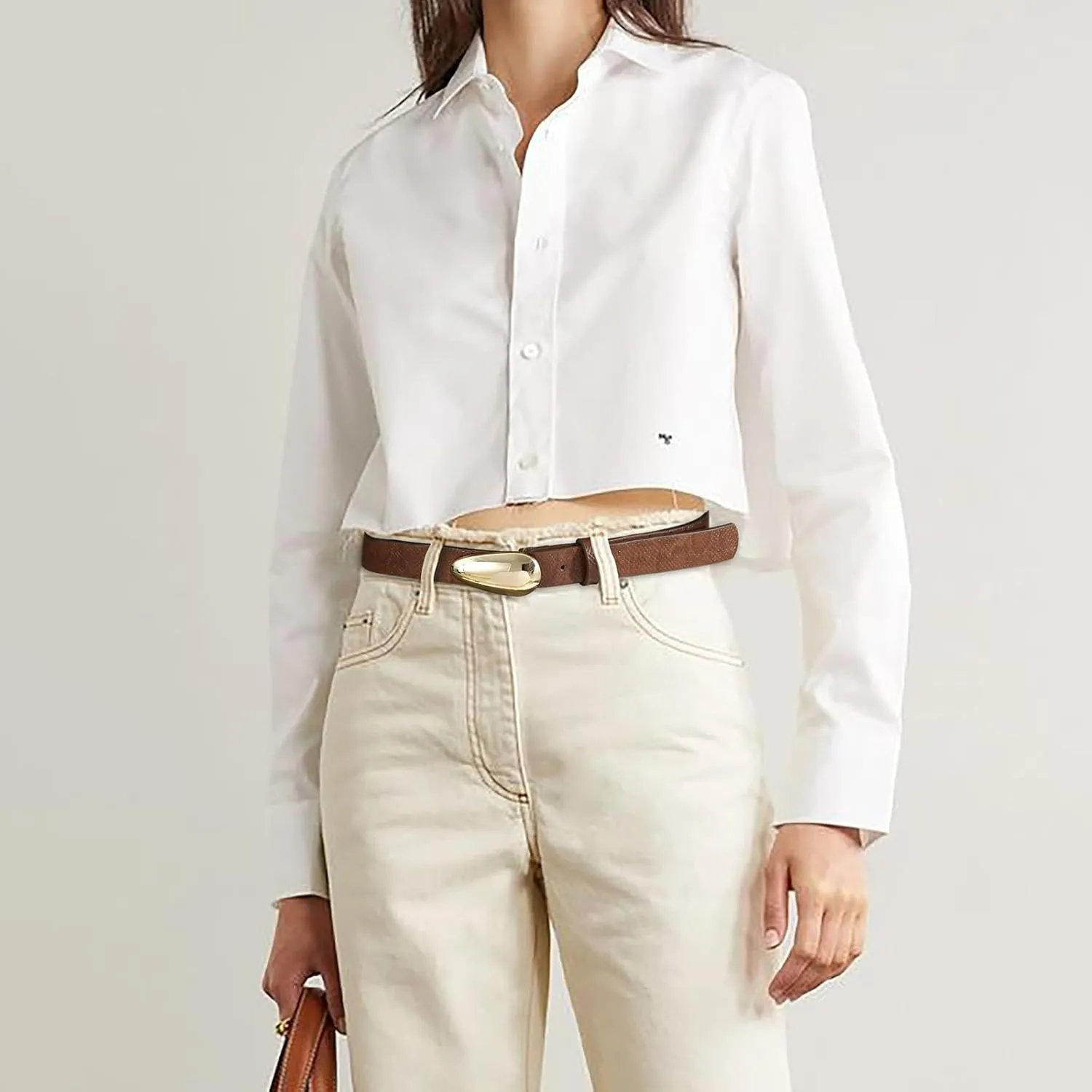 Women Leather Belt Fashion Belt for Women Gold Buckle Perfect for Jeans