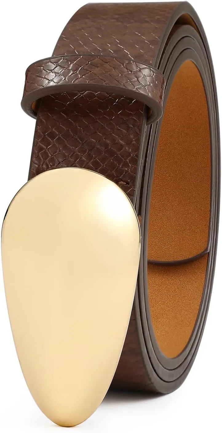 Women Leather Belt Fashion Belt for Women Gold Buckle Perfect for Jeans