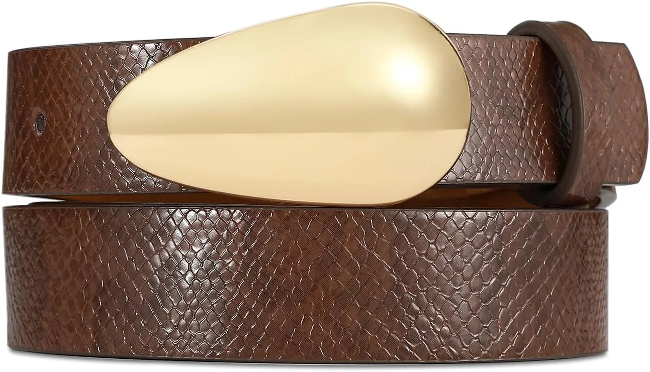 Women Leather Belt Fashion Belt for Women Gold Buckle Perfect for Jeans