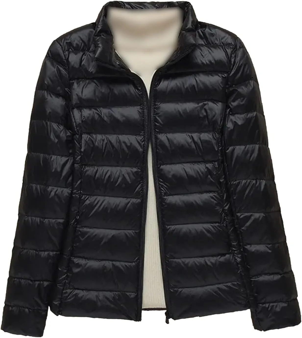 Women Winter Coat Light White Duck Down Jacket Slim Puffer Jackets Portable Windproof Down Coat