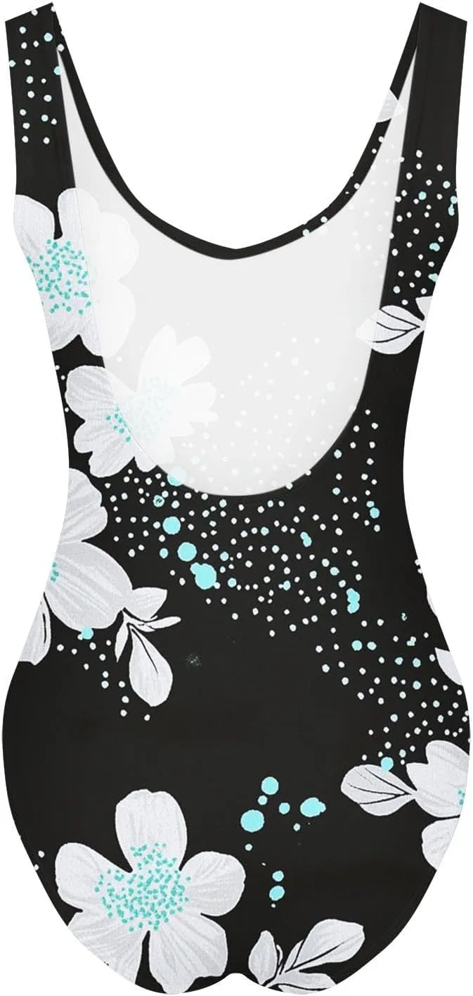 Women's One Piece Swimsuit Summer Trendy Print Bathing Suit Tankini Sets Wide Straps Swimwear Tummy Control Beachwear