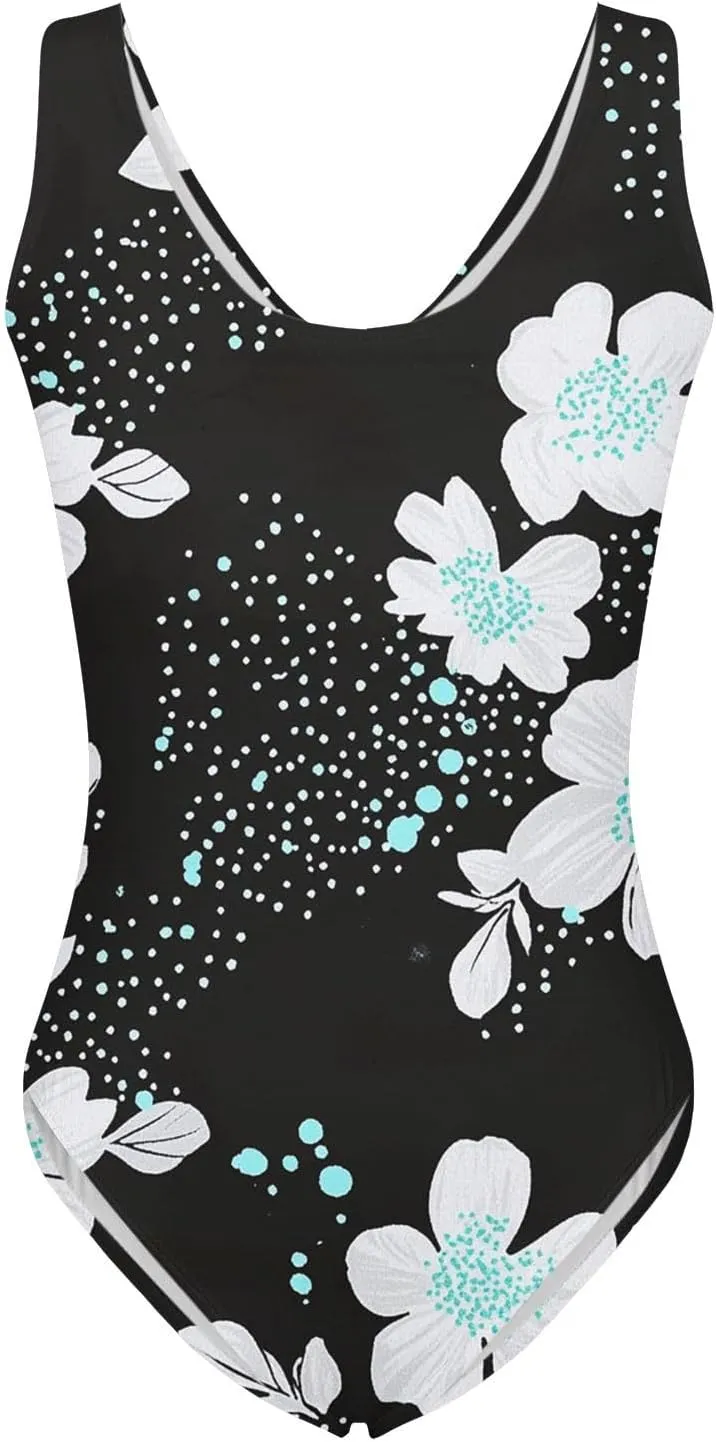 Women's One Piece Swimsuit Summer Trendy Print Bathing Suit Tankini Sets Wide Straps Swimwear Tummy Control Beachwear