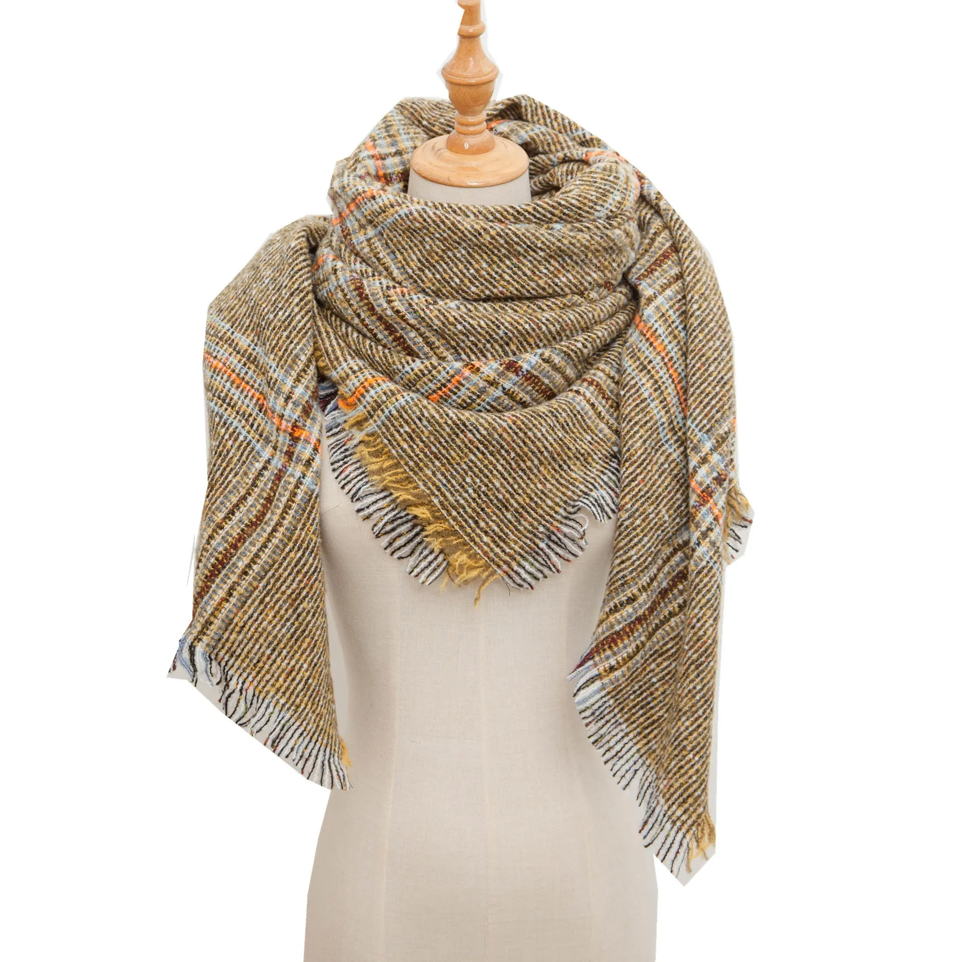 Women's square scarf in autumn and winter, big grid square scarf scarf shawl