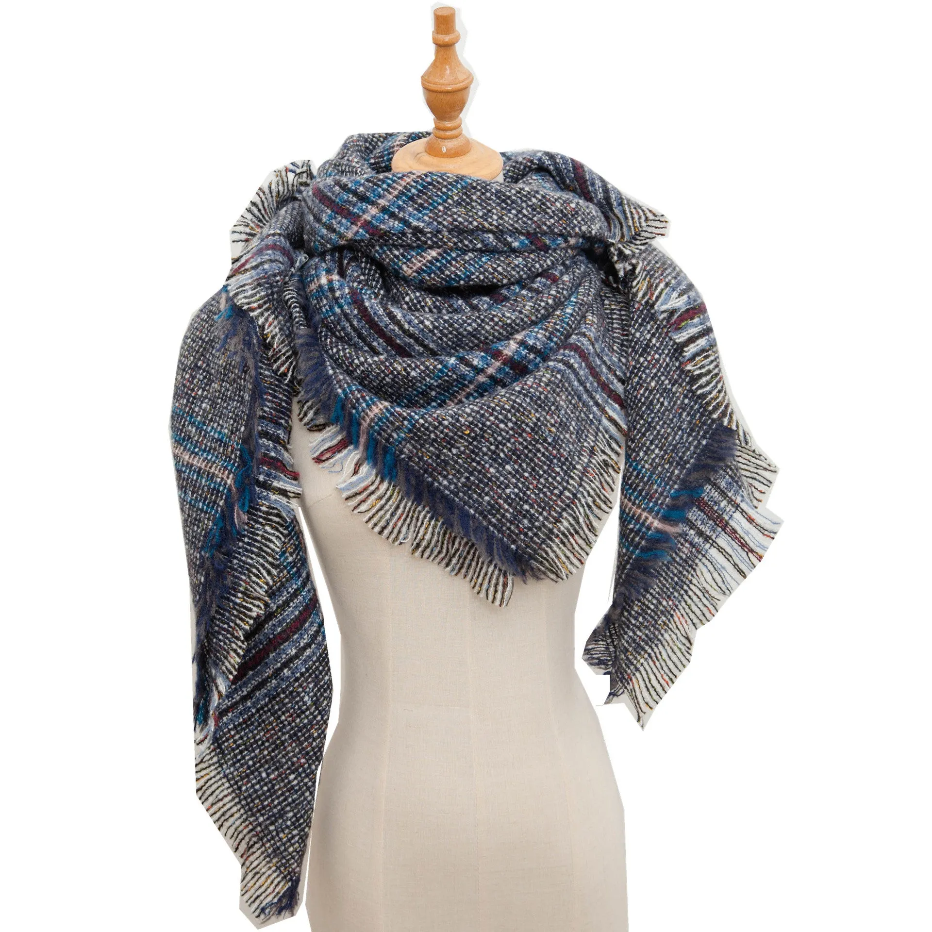 Women's square scarf in autumn and winter, big grid square scarf scarf shawl