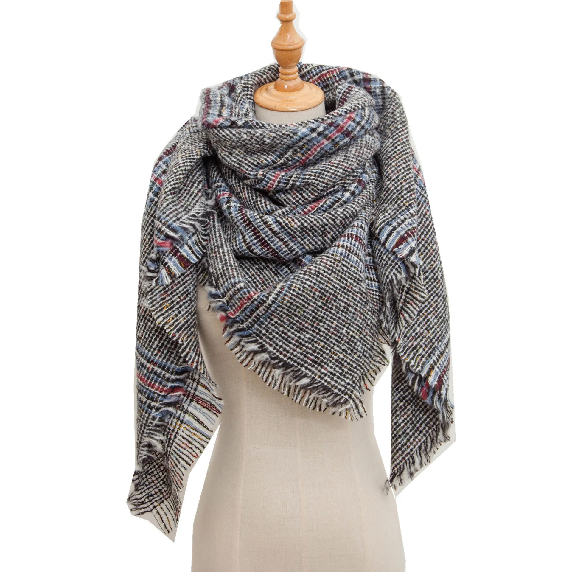 Women's square scarf in autumn and winter, big grid square scarf scarf shawl