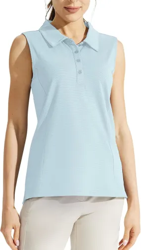 Women's Summer Solid Color Button T Shirt Stand Up Collar Sleeveless Casual Sports Top Tennis T Loose Casual T Shirt