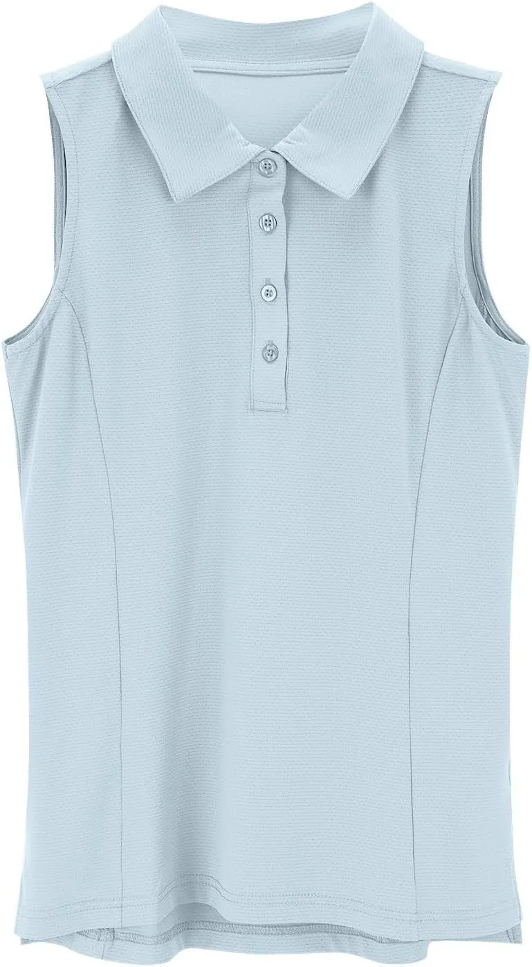 Women's Summer Solid Color Button T Shirt Stand Up Collar Sleeveless Casual Sports Top Tennis T Loose Casual T Shirt