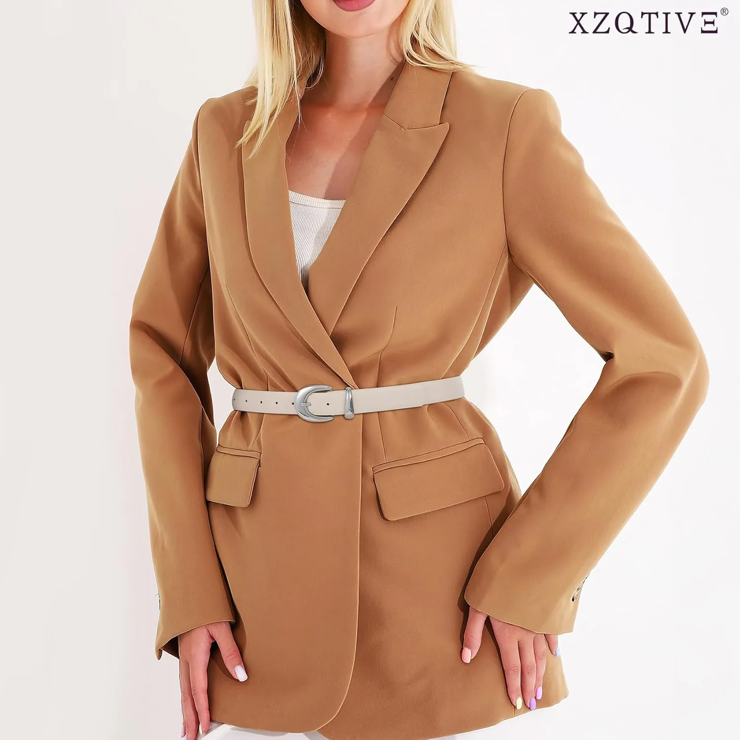 XZQTIVE Women Leather Belt for Jeans Pants Ladies Fashion Skinny belt with Gold Silver Buckle