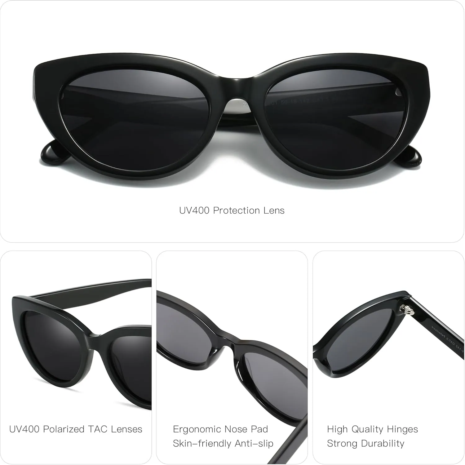 ZENOTTIC Trendy Polarized Women Sunglasses: Retro Cateye Shades for Ladies - Sun Glasses with UV400 Protection