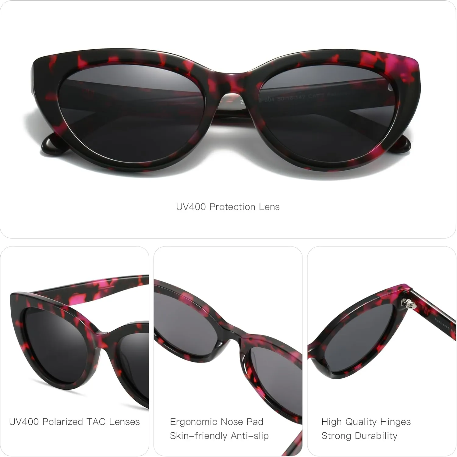 ZENOTTIC Trendy Polarized Women Sunglasses: Retro Cateye Shades for Ladies - Sun Glasses with UV400 Protection